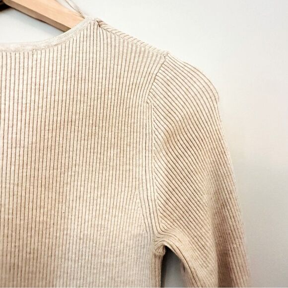 LA Atelier & Other Stories Sweetheart Slim Ribbed Dress in Neutral Stone Medium - Picture 11 of 14